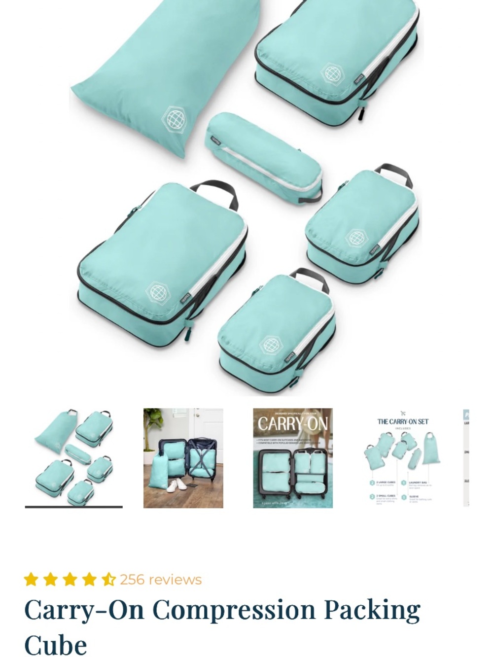 TRIPPED Travel Gear Carry-On Compression Packing Cube Set Blue - Picture 2 of 6